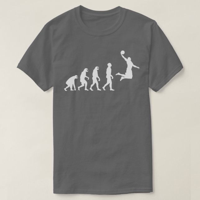Evolution från apa Ape till Human Basketball Play T Shirt (Design framsida)
