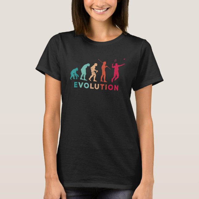 Evolution Grafik Badminton Spelare Fjäderboll Spo T Shirt (Framsida)