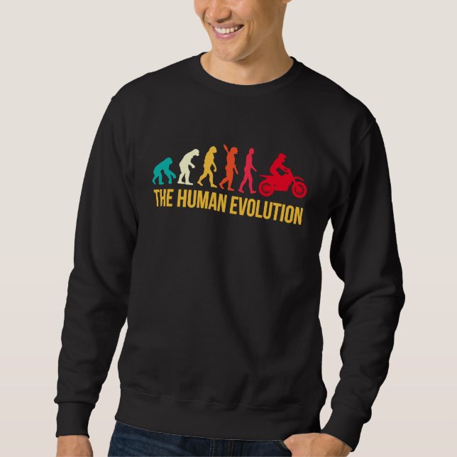 Evolution Grafik Dirt Biker Motorcykel Enduro Mot Lång Ärmad Tröja (Framsida)