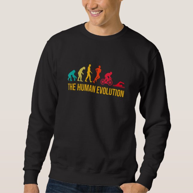 Evolution Grafik Triathlon Löpning Simning Bikin Lång Ärmad Tröja (Framsida)