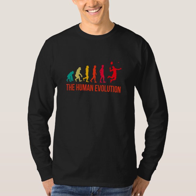 Evolution Grafisk Badminton Spelare Fjäderboll Spo T Shirt (Framsida)