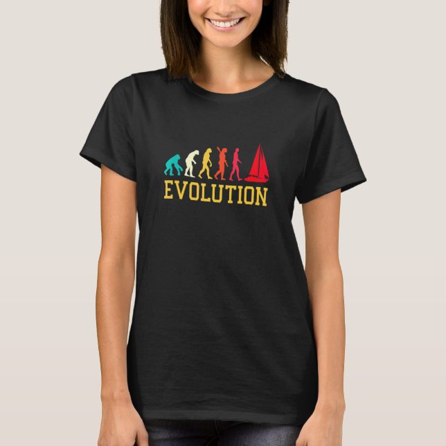 Evolution Grafisk Segelbåt Kapten Segling Hav Boa T Shirt (Framsida)