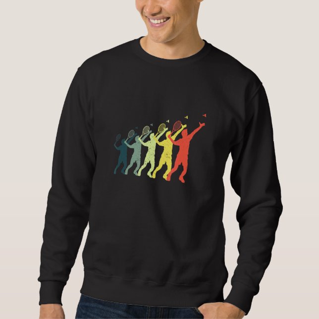 Evolution Graphic Badminton Player Shuttlecock Spo Lång Ärmad Tröja (Framsida)