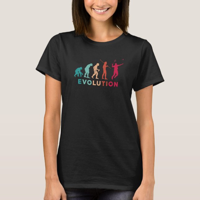 Evolution Graphic Badminton Player Shuttlecock Spo T Shirt (Framsida)