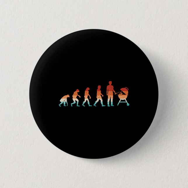 Evolution Grilling Funny Bbq Retro Grill Barbecue Knapp (Framsida)