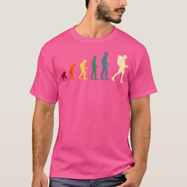 Evolution Hiking Manar Humor Hiking Gift Idea Vint T Shirt (Framsida)