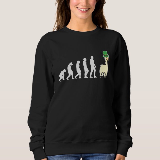 Evolution Llama Alpaca St patricks day T Shirt (Framsida)