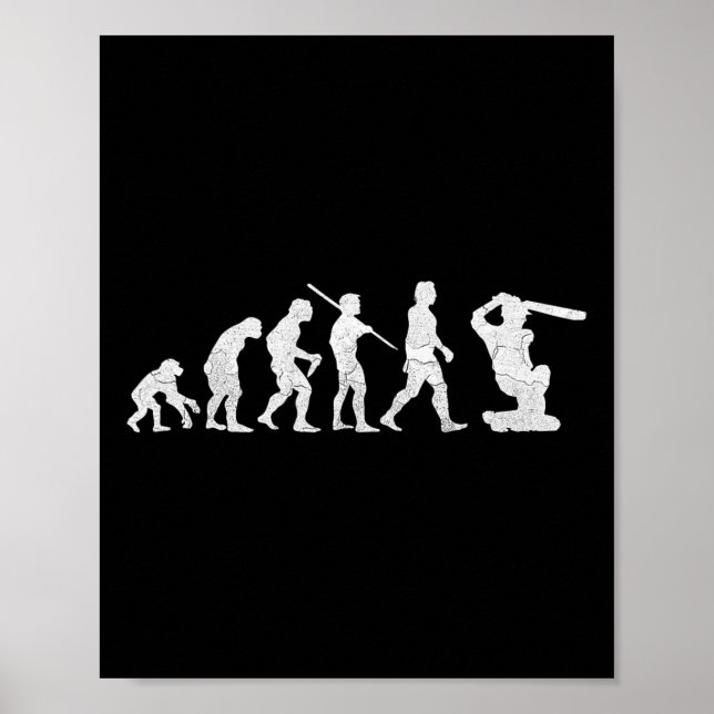 Evolution Of Cricket T Shirt Funny Clic World Gift Poster (Framsidan)