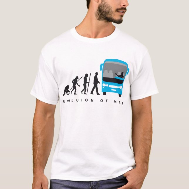 evolution of man bus driver t-shirt (Framsida)