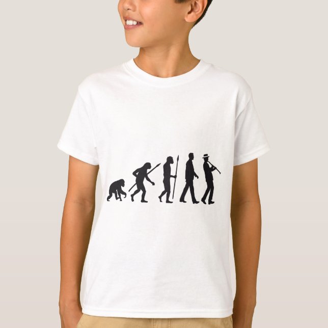 evolution of man clarinet player t shirt (Framsida)