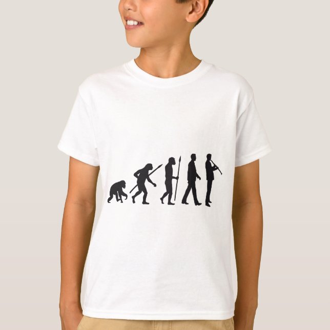 evolution of man clarinet player tee (Framsida)
