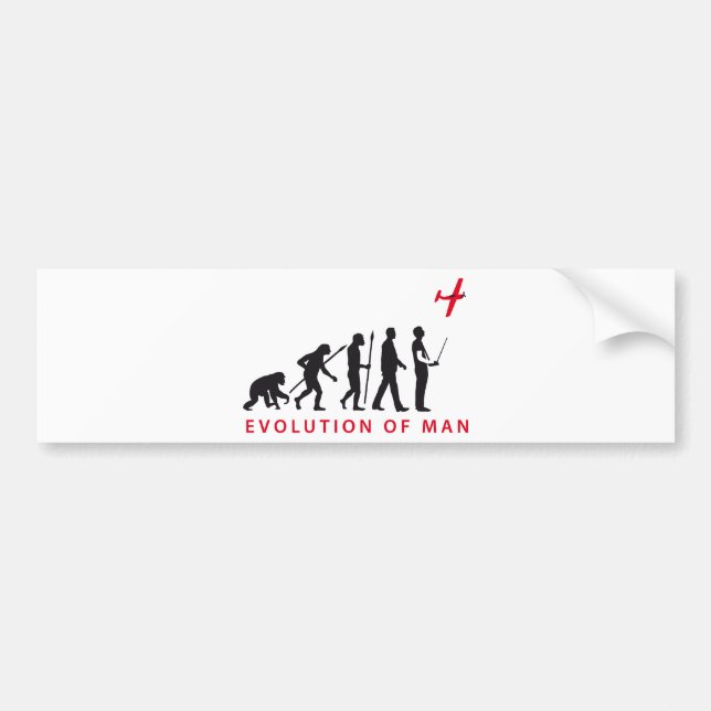 evolution of man controling model airplane bildekal (Framsidan)