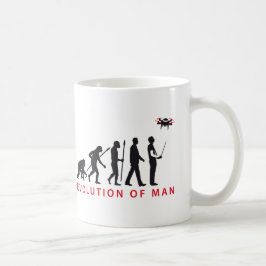 evolution of man controlling drone kaffemugg