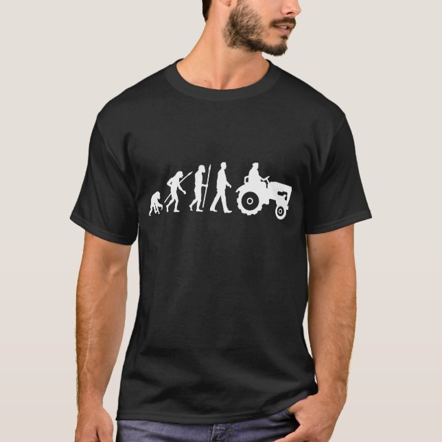 evolution of man farmer with tractor t-shirt (Framsida)