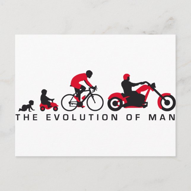evolution of man motorcycle biker vykort (Framsida)