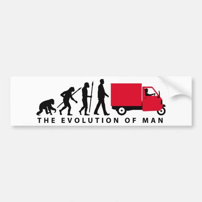 Evolution of man Piaggio Ape mini transporter Bildekal (Framsidan)