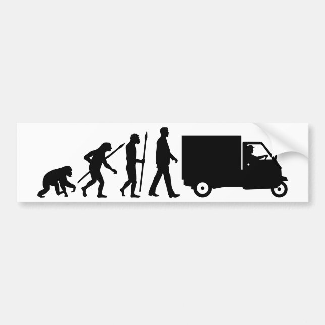 Evolution of man Piaggio Ape mini transporter Bildekal (Framsidan)