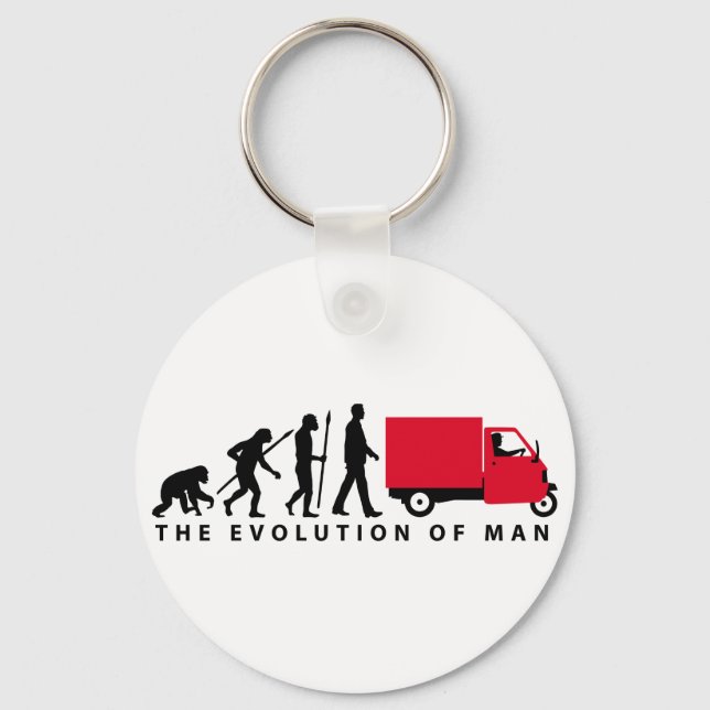 Evolution of man Piaggio Ape mini transporter Nyckelring (Framsida)
