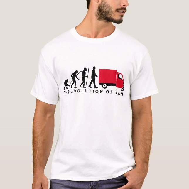 Evolution of man Piaggio Ape mini transporter T-shirt (Framsida)
