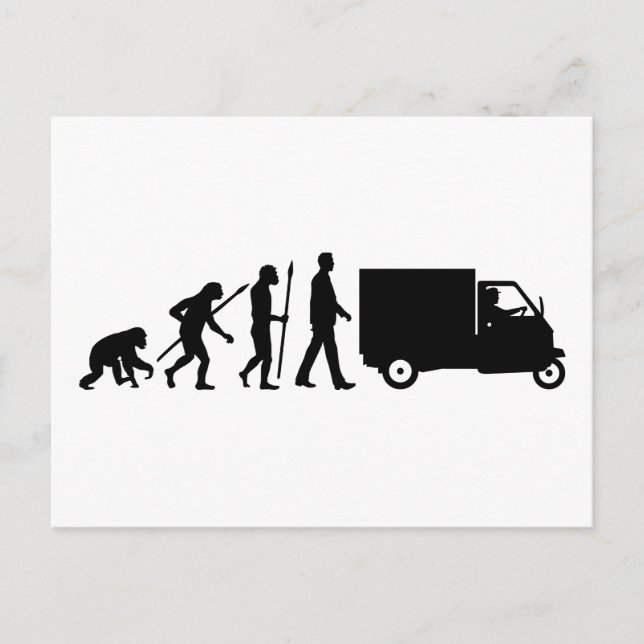 Evolution of man Piaggio Ape mini transporter Vykort (Framsida)