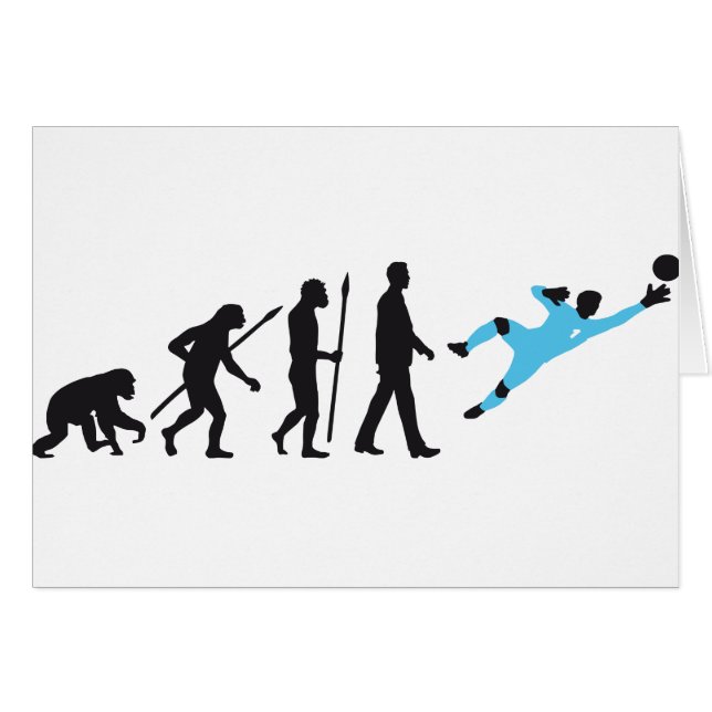 evolution of man soccer goal keeper hälsningskort (Framsidan Horizontal)