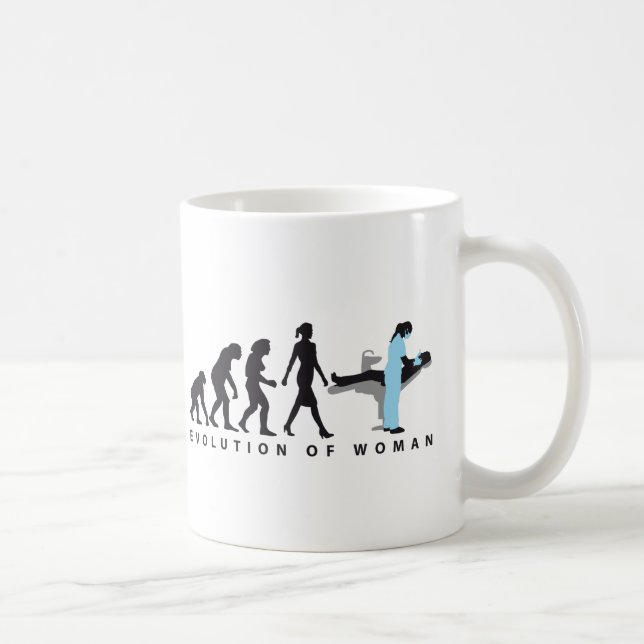 evolution of woman female dentist kaffemugg (Höger)