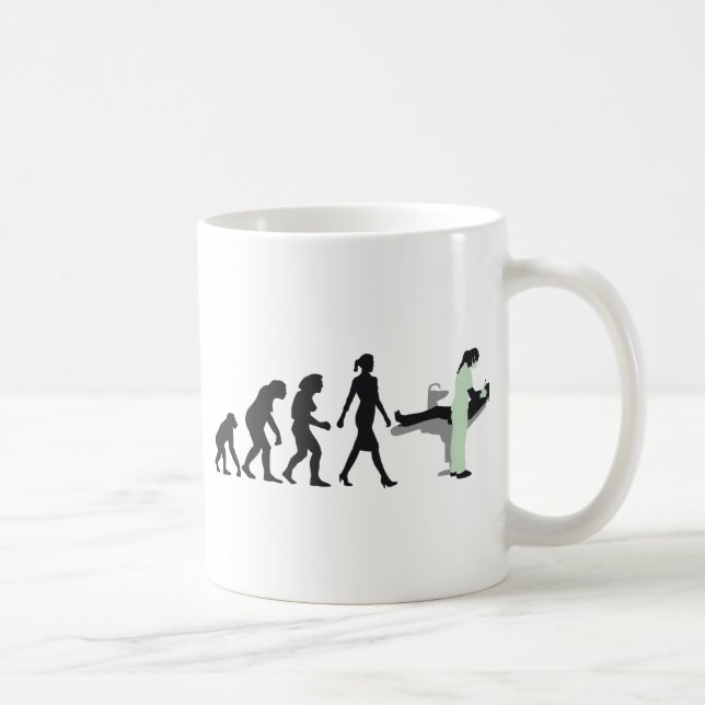 evolution of woman female dentist kaffemugg (Höger)