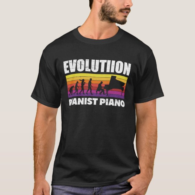 Evolution Piano Musician Keyboard Orchestra  6 T Shirt (Framsida)
