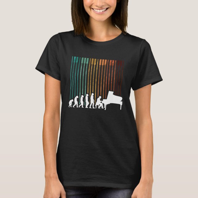 Evolution Piano Musician Keyboard Orchestra T Shirt (Framsida)