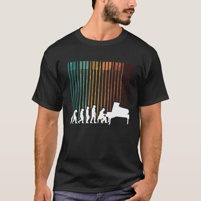 Evolution Piano Musician Keyboard Orchestra T Shirt (Framsida)
