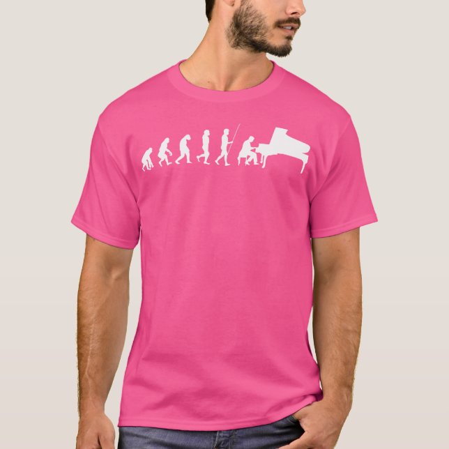 Evolution Pianospelare Pianist  Present Piano T Shirt (Framsida)