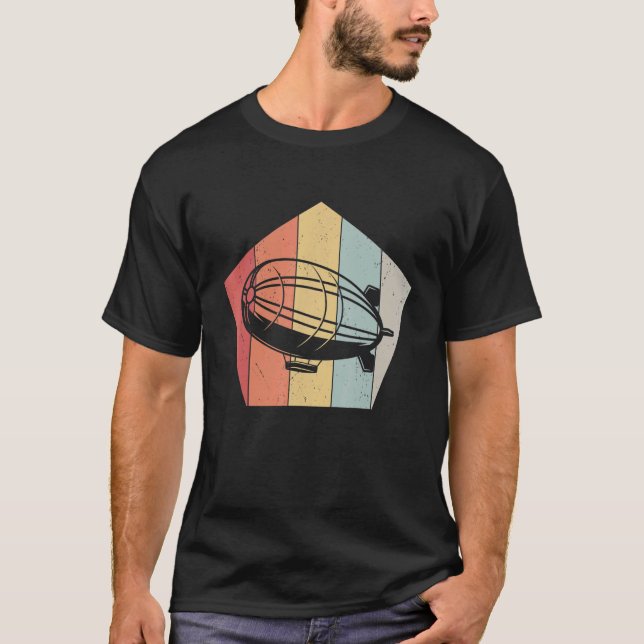 Evolution Retro Zeppelin  Dirigible Blimp Airship  T Shirt (Framsida)