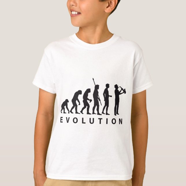 evolution saxophon t-shirt (Framsida)