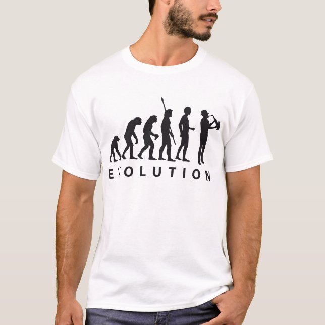 evolution saxophon t-shirt (Framsida)