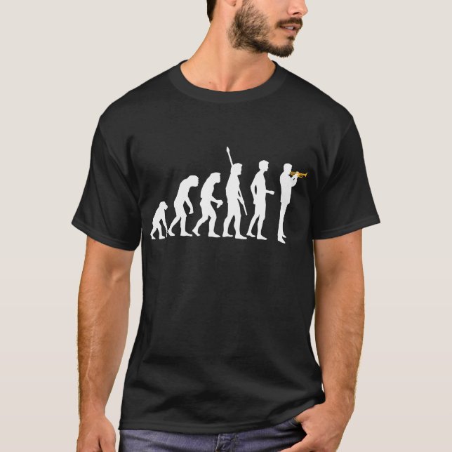 evolution trumpet player t-shirt (Framsida)