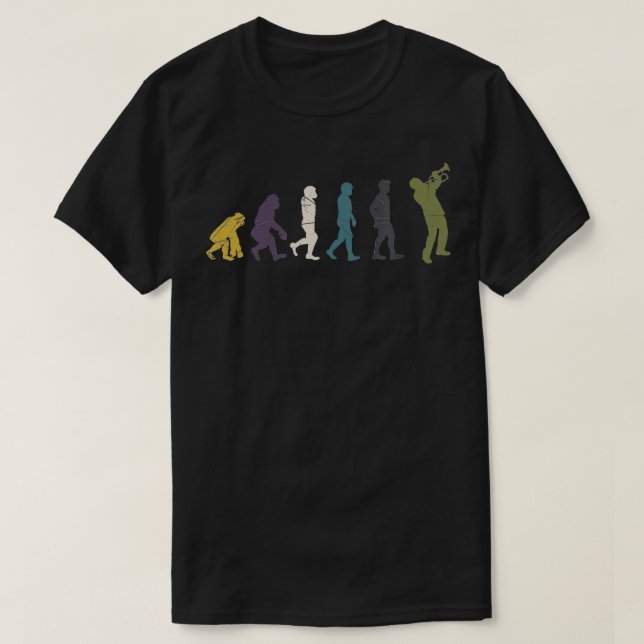 Evolution Trumpeter Gift Jazz Älskare Marching Tru T Shirt (Design framsida)
