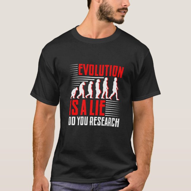 Evolutionen är fejk, gör din research Premium T Shirt (Framsida)