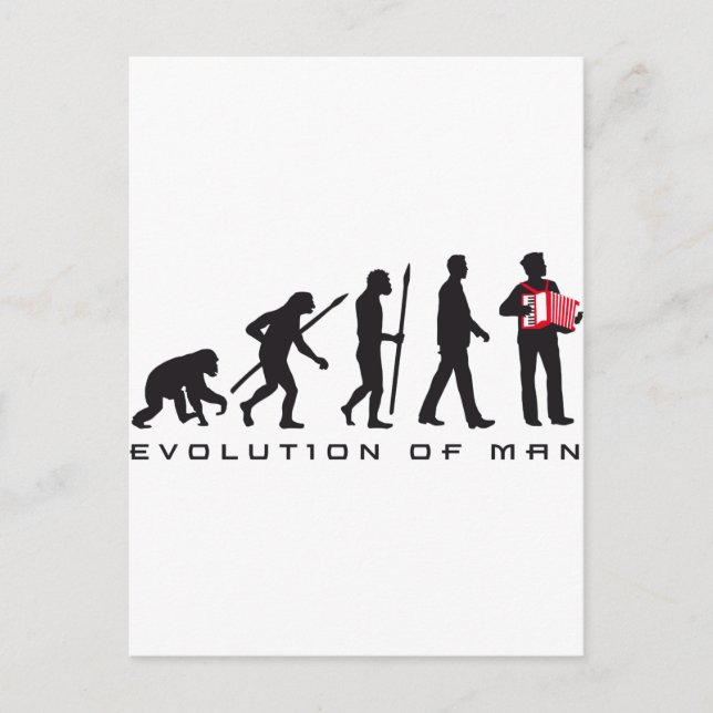 evolutionen av man ackordionspelare sjöman vykort (Framsida)