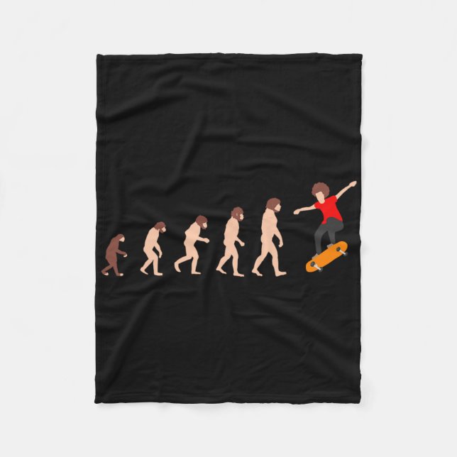 Evolutionsteori Skateboard Roligt  Fleecefilt (Framsidan)