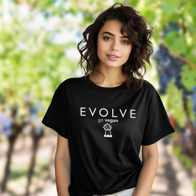 Evolve, Go Vegan Black and White Activism T Shirt (Skapare uppladdad)