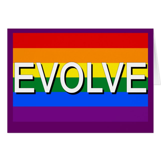 EVOLVE med gay prideflagga för gay rights Hälsningskort (Framsidan Horizontal)