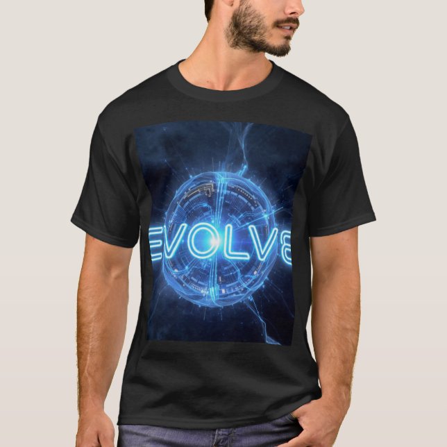 EVOLVE Neonblå Digital Sphere T-Shirt | Tech Evo (Framsida)