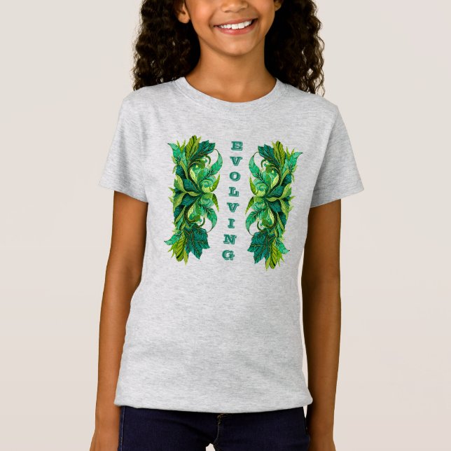 ’Evolving’ botaniska Blommigtar Decorative T Shirt (Framsida)