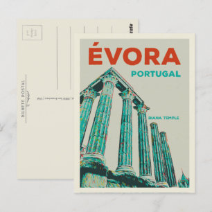 Evora Diana temple illustration Portugal Postcard Vykort