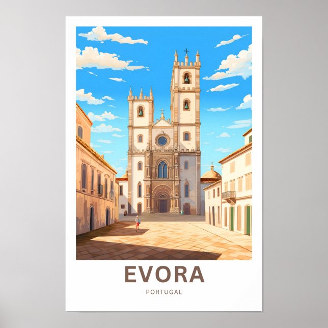 Evora Portugal Travel Skriv ut Poster (Framsidan)