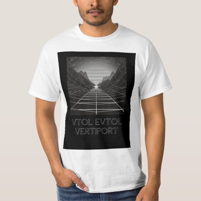EVTOL VTOL VERTIPORT B&W LINJER T SHIRT (Framsida)