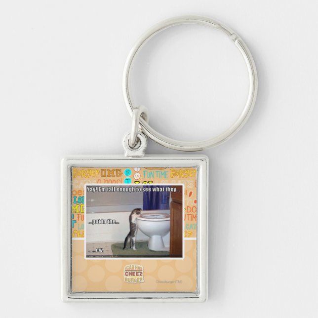 ew fyrkantig silverfärgad nyckelring (Framsidan)