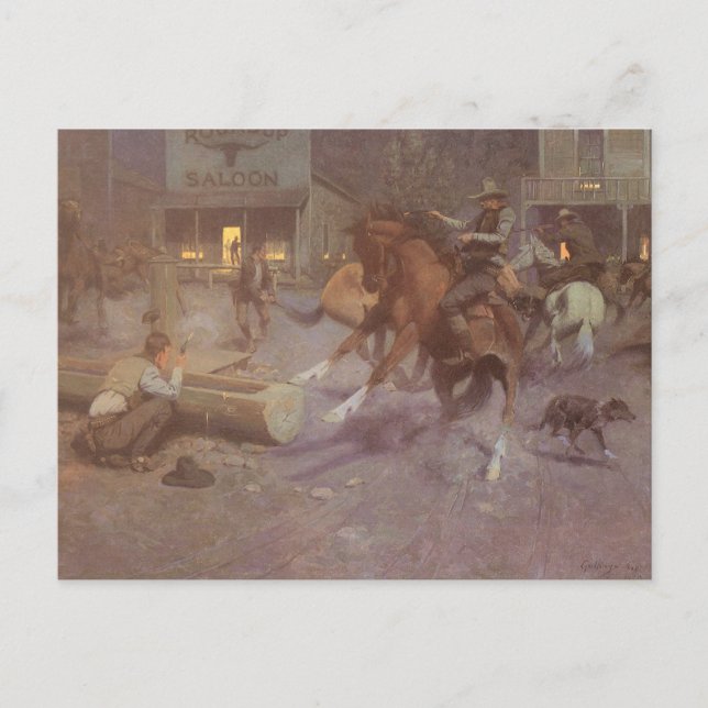 EW Gollings kamp vid Roundup Saloon Vykort (Framsida)