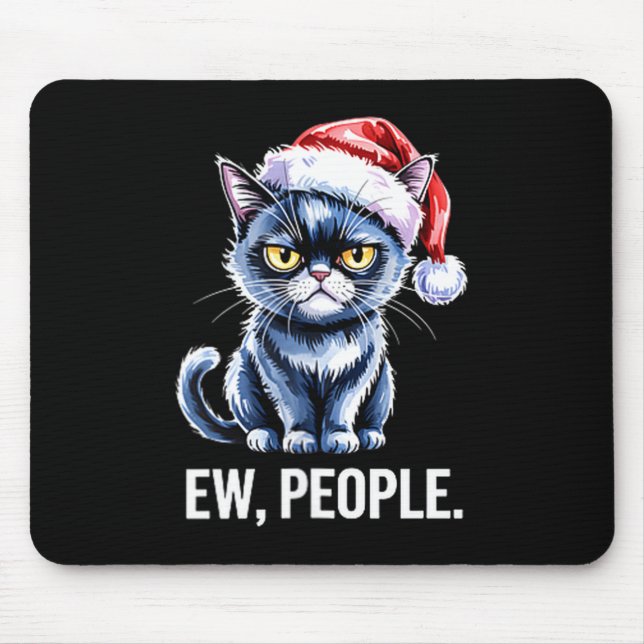 Ew People Black Cat Christmas Funny Introvert Holi Musmatta (Framsidan)