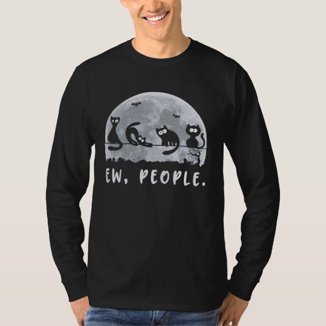 Ew People  Black Cat Halloween Costume Cute Kitty  T Shirt (Framsida)